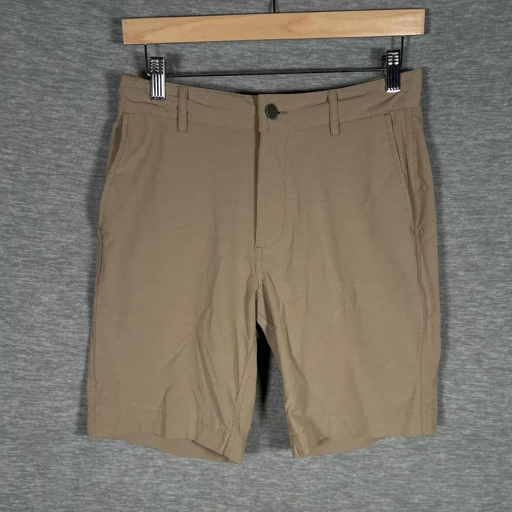Faherty All Day Shorts Men 28 Beige Chino 9”Stretch Drawstring Zip Pocket Casual